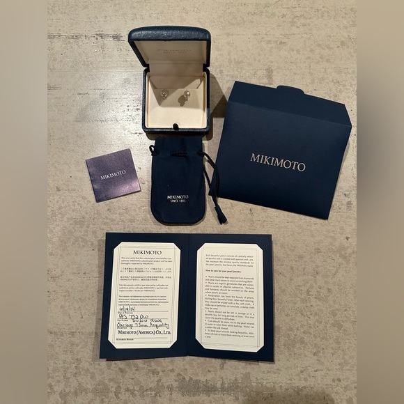 Mikimoto Akoya Stud Earrings with Diamond - Picture 12 of 14